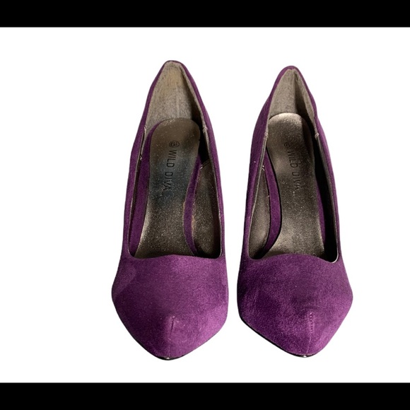 Wild Diva purple pointed toe stiletto heel shoes - Picture 6 of 12